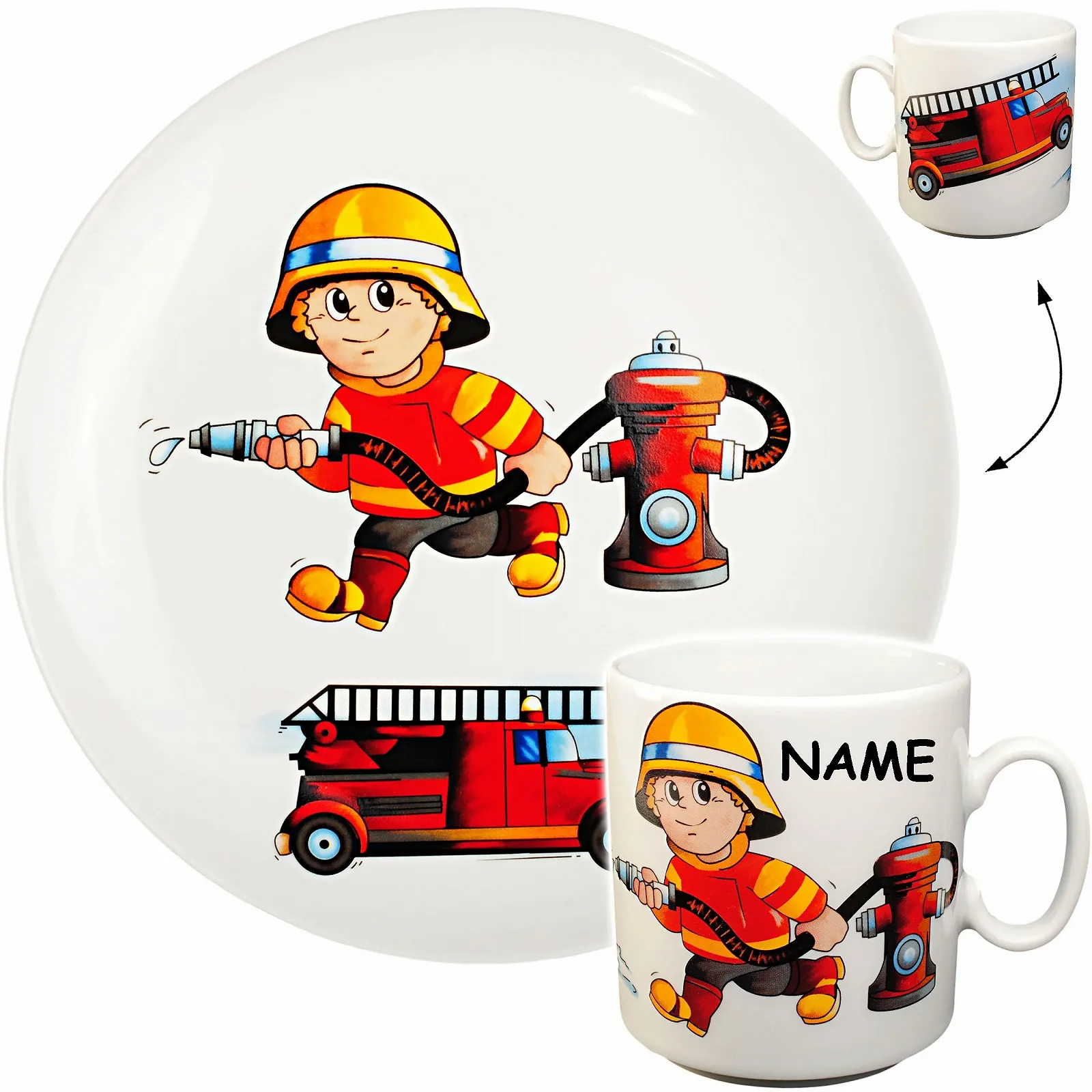 Набор Детский 2 Большие Тарелки + Кружка с Ручкой Fire Brigade Фарфор/Керамика, фото №3 Набор Детский 2 Большие Тарелки + Кружка с Ручкой Fire Brigade Фарфор/Керамика, фото №3