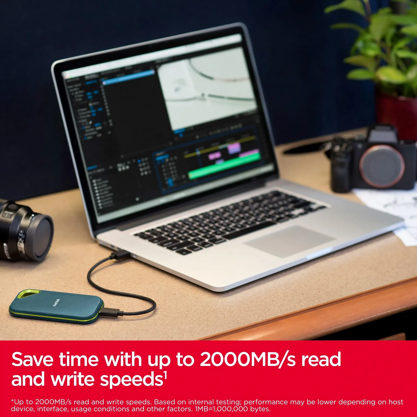 Зовнішній SSD накопичувач SANDISK Extreme PRO 1TB 2000 МБ/с IP65 Monterey, фото №4