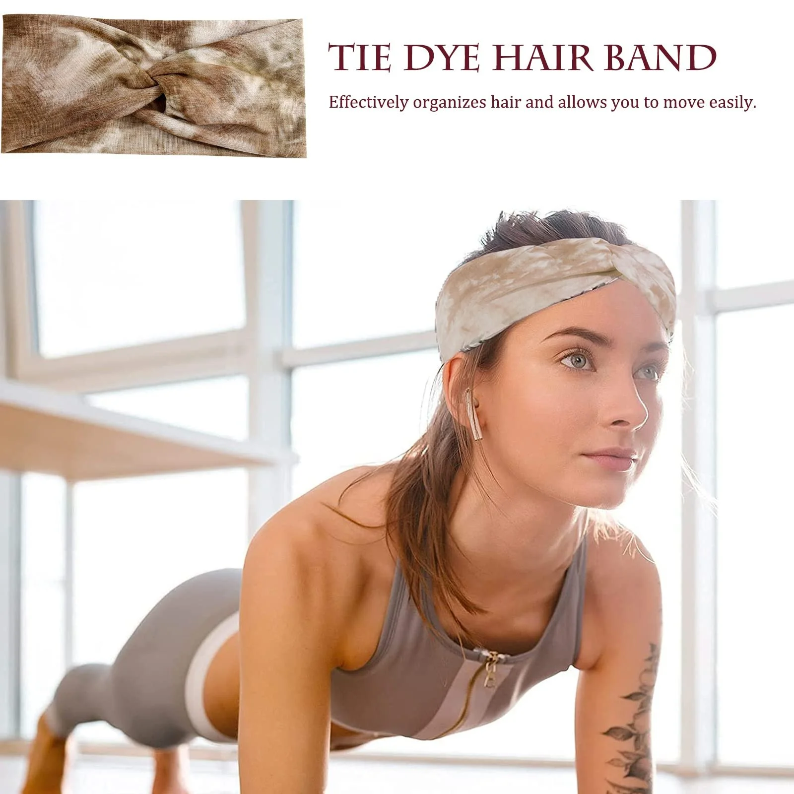 Пов'язка на голову Zhenp Широка Скручена М'яка, фото №6