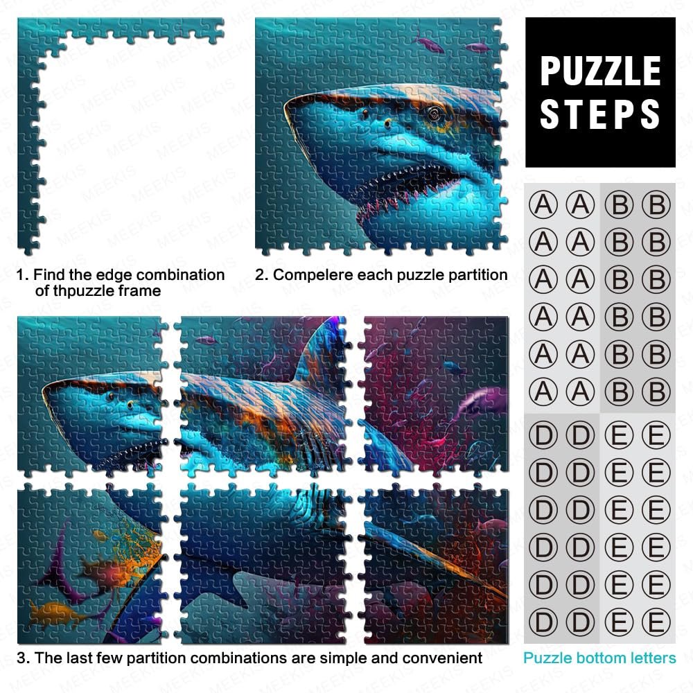 Пазл Кольорова акула 1000 деталей картонний для дорослих та дітей від 12 років 26 x 38 см, фото №2