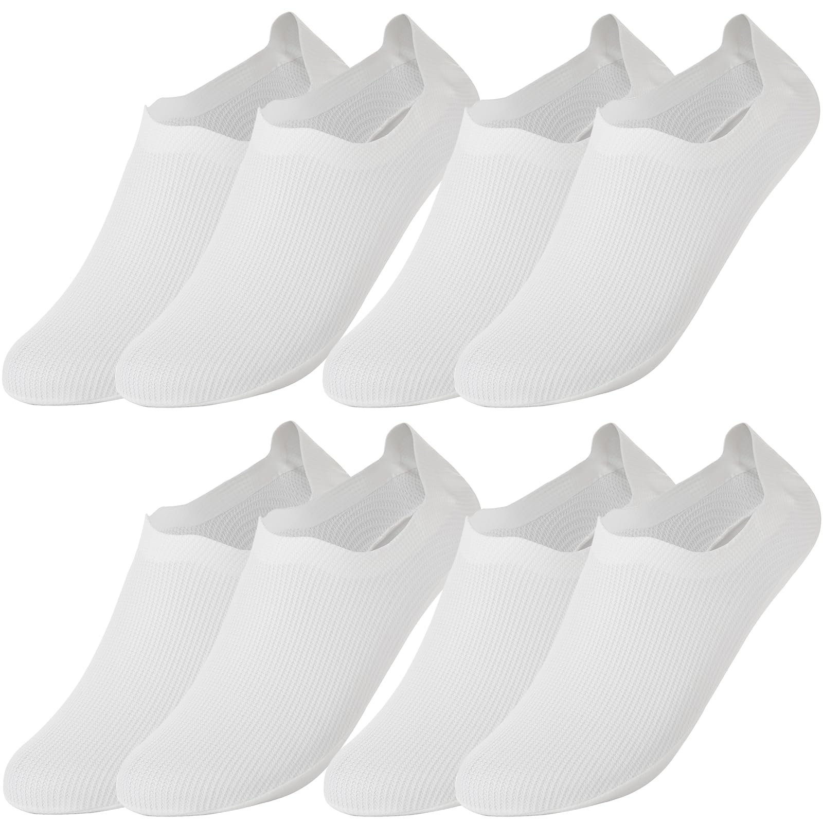 Носки White, без следа, для женщин, мужчин, унисекс, низкие, короткие, до щиколотки, мягкие, нескользящие, невидимые, плоские, летние, 4 пары, White, размер 5-10, фото №1