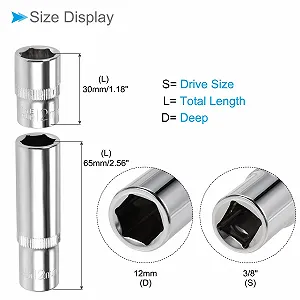 Набір ударних торцевих головок Impact Socket Set 3/8" 12 мм Deep Flat Полірована CR-V (2 шт.) synthetic.ua - Фото 1