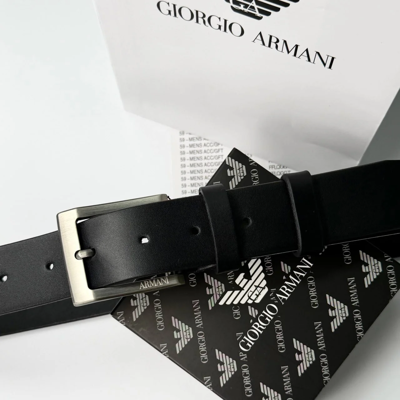 Чоловічий ремінь Armani з натуральної шкіри для джинсів, 130 см, фото №3