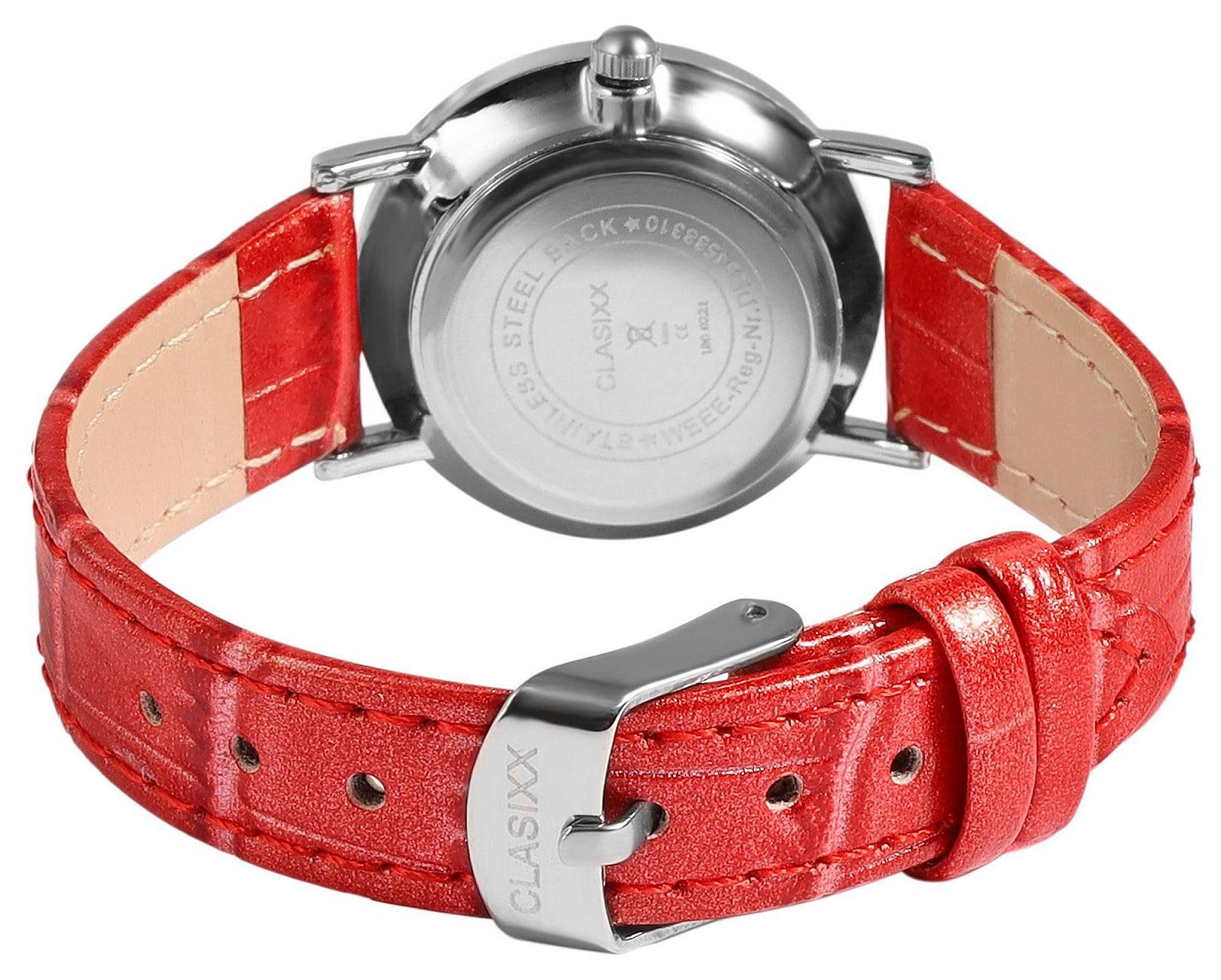 Жіночий годинник Clasixx Ремінець зі штучної шкіри, червоний, фото №3