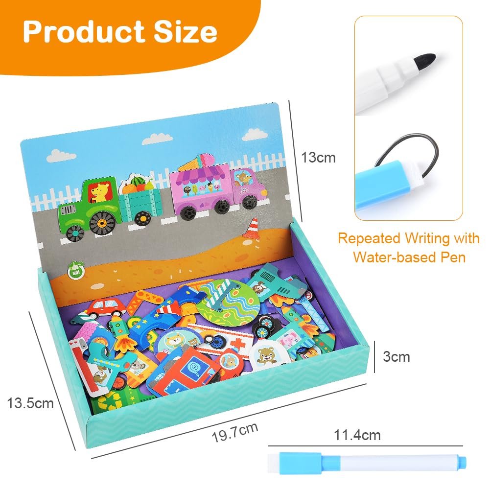 Магнітний пазл Magnetic Vehicle Puzzle Toy для дітей 3-5 років Транспорт, фото №3