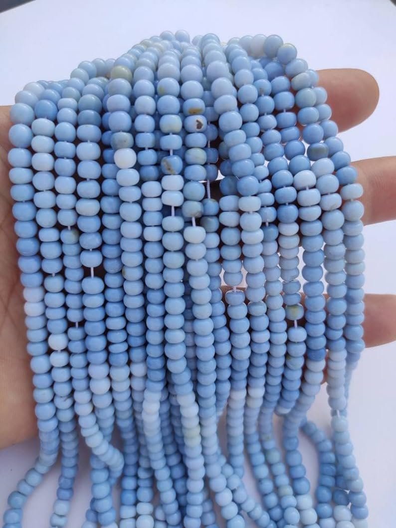 Круглые гладкие бусины из натурального голубого опала 4-4.5 мм, нить длиной 33 см, драгоценные камни для ожерелья и браслета, фото №4
