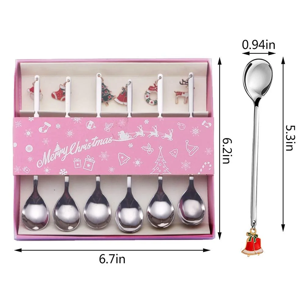 Ложка AXspeed Різдвяна, набір з 6 штук, з нержавіючої сталі, фото №2