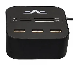 Концентратор USB 2.0 Frime 3хUSB2.0, SD MS TF Black (FHC-AllinOne3p2B) synthetic.ua - Фото 1