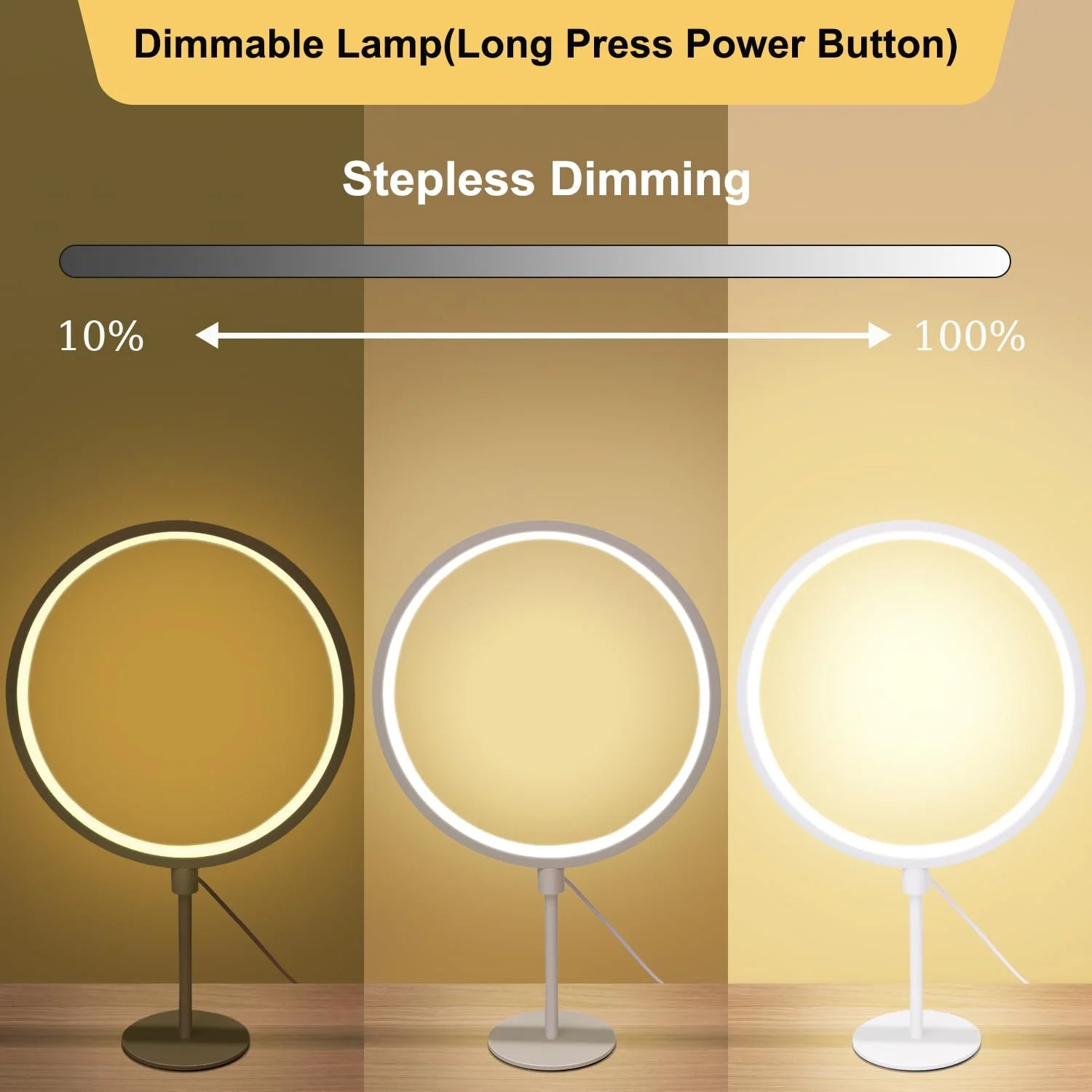 Настільна лампа Metal Circle USB 5В 2А димована сучасний мінімалізм тепле світло 25 см Білий, фото №3