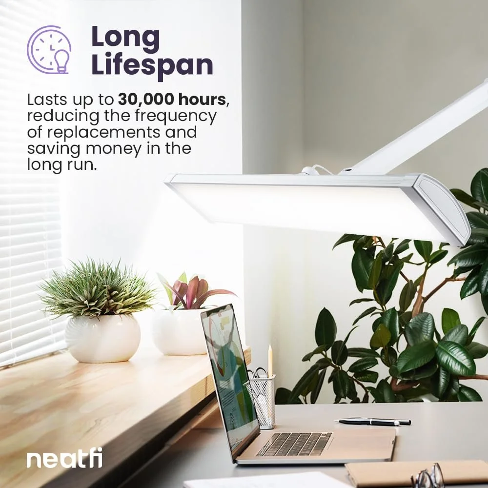 Настільна лампа Neatfi LED 3500 люмен 45 Вт 26 дюймів Wide Shade (White), фото №3