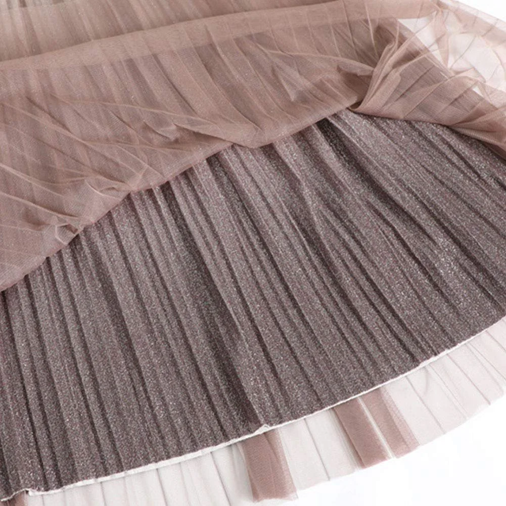 Юбка Matty-LZ Многослойная Юбка с Длинным Цветовым Градиентом Элегантная Повседневная Юбка A-силуэта с Высокой Талией, фото №3