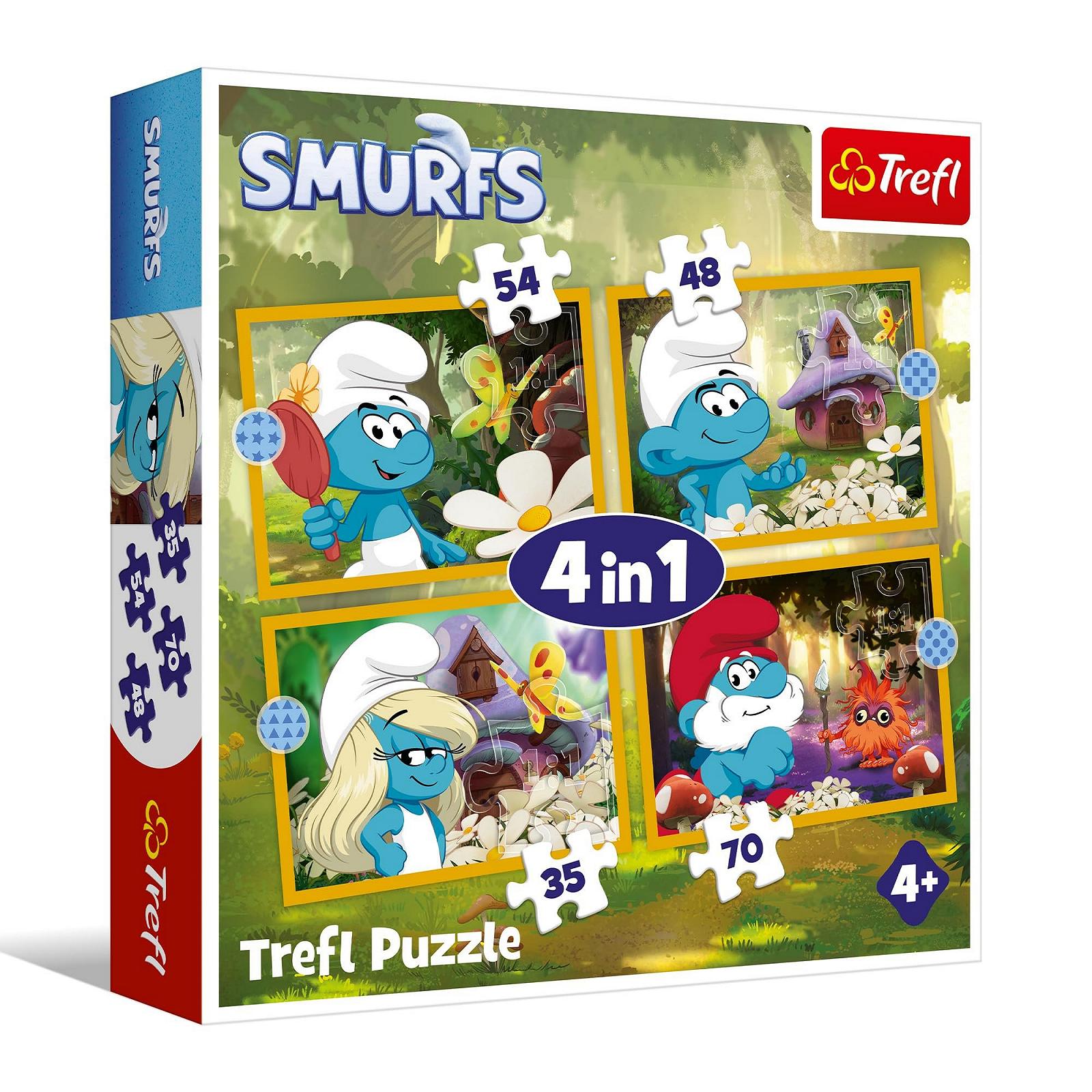 Пазл Trefl Smurfs Life in the Smurfs 4-в-1 35-70 елементів, фото №1