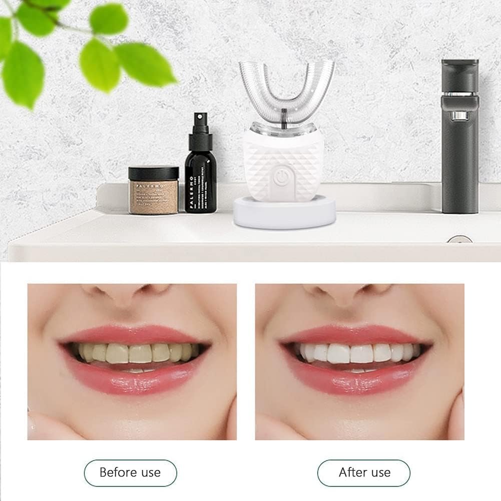 Електрична ультразвукова зубна щітка 360° Автоматична U-подібна Біла, фото №5