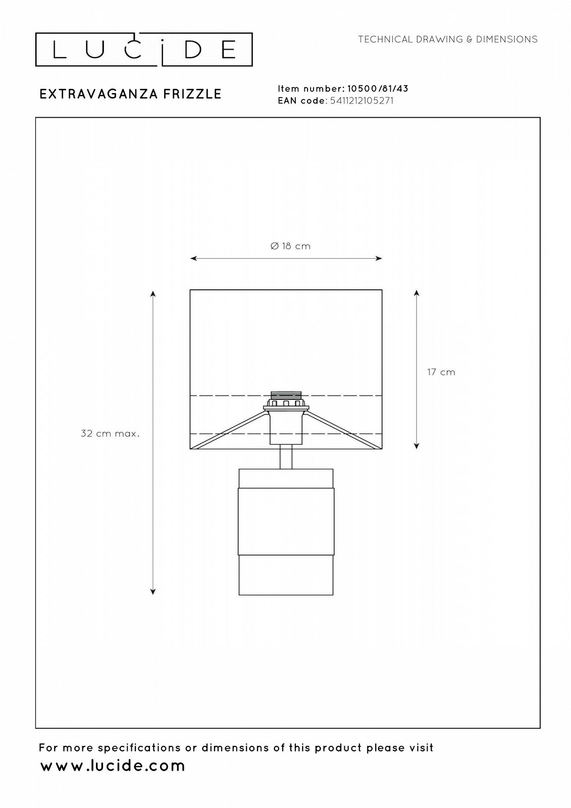 Настільна лампа LUCIDE Extravaganza Frizzle Діаметр 18 см 1 x E14 Коричнева, фото №6