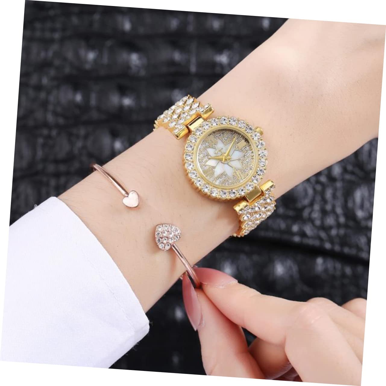 Кварцевые часы OATIPHO Diamond Женские Серебряные Часы Золотые Часы Золотые Часы со сверкающими акцентами и стразами, фото №5