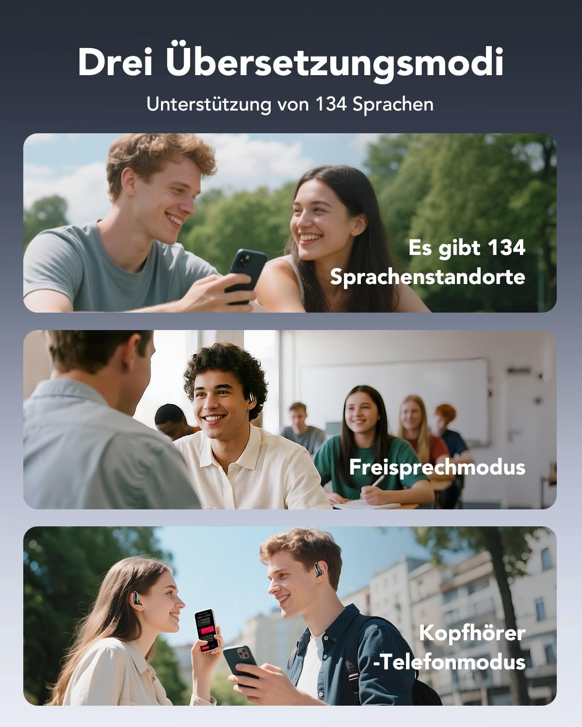 Навушники-перекладач MINISO MS195, 134 мови, Bluetooth 6.0, бездротові, фото №4