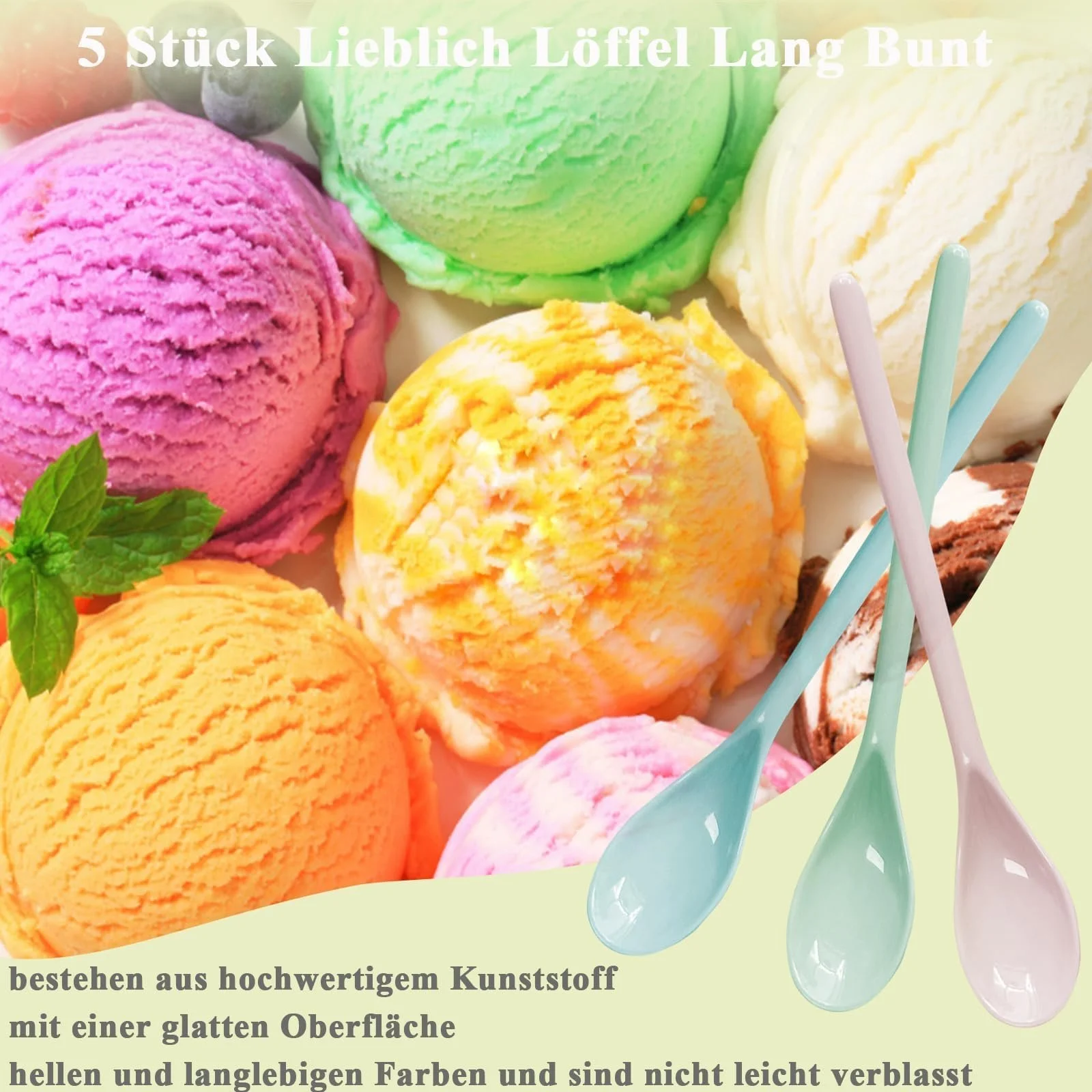 Ложка пластиковая luckaide разноцветная, 5 шт, фото №3