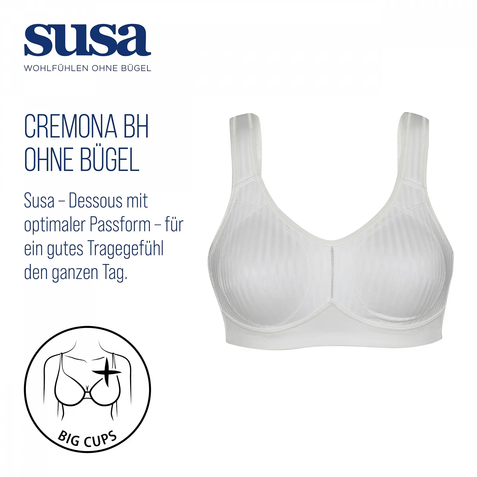 Бюстгальтер SUSA Cremona без кісточок з широкими бретелями для великих розмірів, фото №2 Бюстгальтер SUSA Cremona без кісточок з широкими бретелями для великих розмірів, фото №2