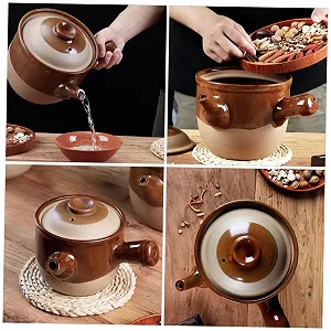 Кастрюля керамическая жаропрочная каменная для китайской медицины и супа маленькая synthetic.ua - Фото 1