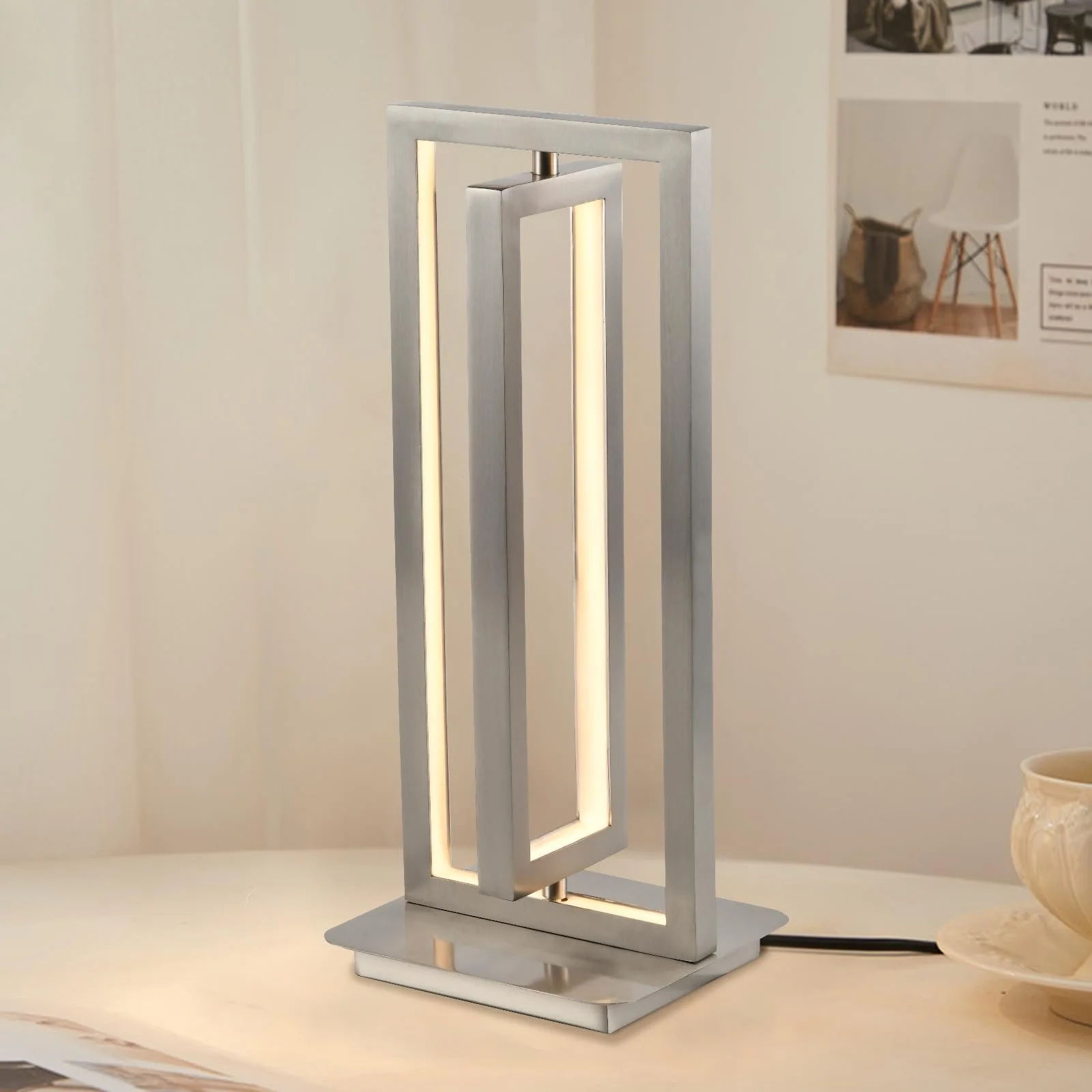 Настільна лампа LQWELL Modern Minimalist LED Матовий піщаний нікель, фото №1