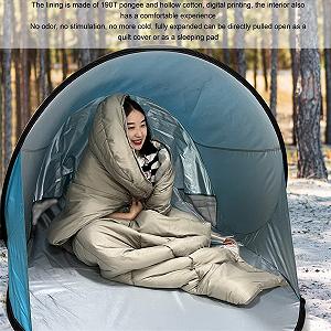 Спальный мешок Qukaim Outdoor Camping Складной Водонепроницаемый Утепленный 180см Черный synthetic.ua - Фото 1