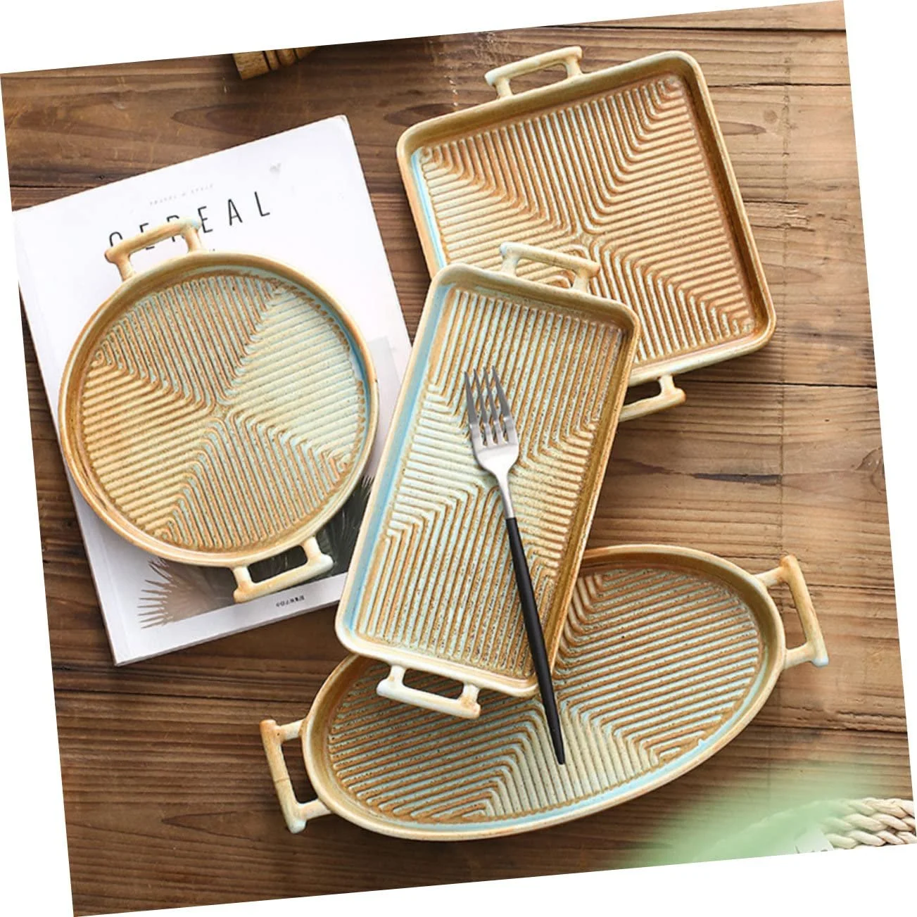 Форма для запекания IMIKEYA Retro с двумя ручками Керамическая, фото №7