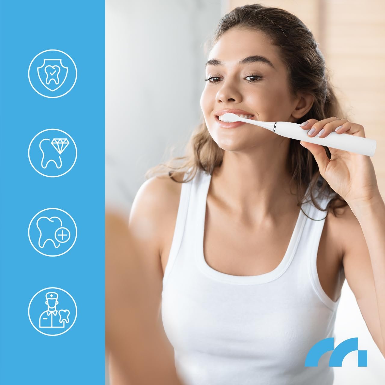 Електрична зубна щітка MalTec Sonic водонепроникна, 6 програм Біла, фото №3