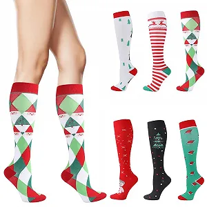 Рождественские носки, 6 пар, разноцветные, смешные носки, унисекс, рождественские носки, теплые носки, рождественский подарок, носки для кровати для мужчин и женщин, размер 35-42, разноцветные - Фото 1