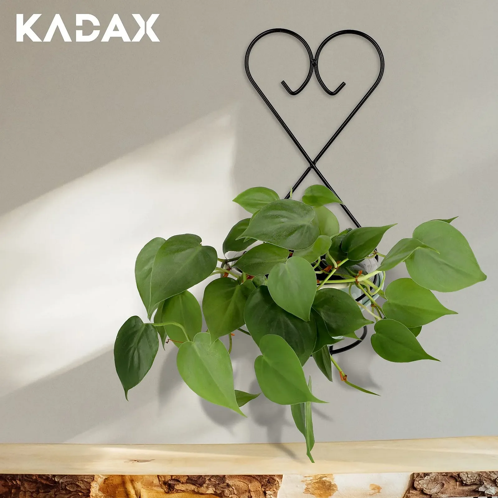 Держатель для цветочного горшка KADAX Настенный стальной Черный (Сердце), фото №3