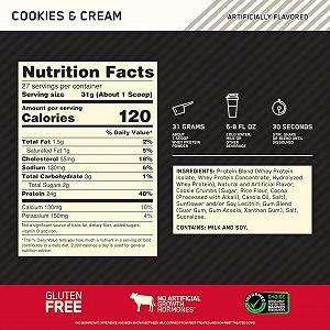 Протеин Optimum Gold Standard 100 Whey 908 g Cookies cream