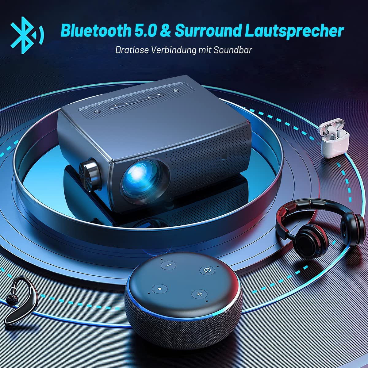 Проектор Clokowe YG661 Full HD Wi-Fi Bluetooth, фото №2