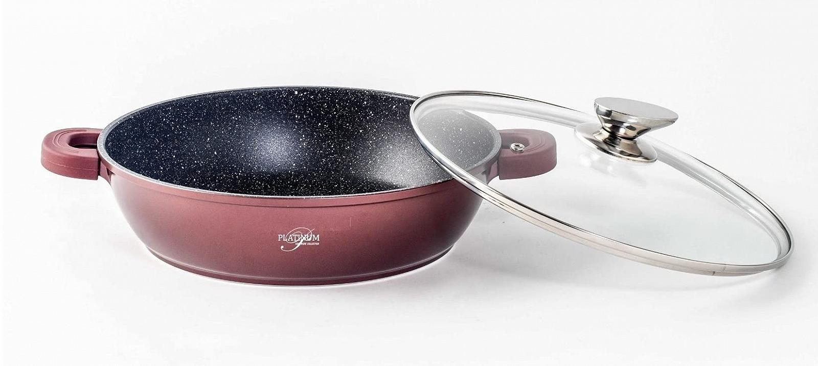 Кастрюля Wok Чугунный Алюминий 24 см Силиконовые Ручки Бордовый, фото №2 Кастрюля Wok Чугунный Алюминий 24 см Силиконовые Ручки Бордовый, фото №2