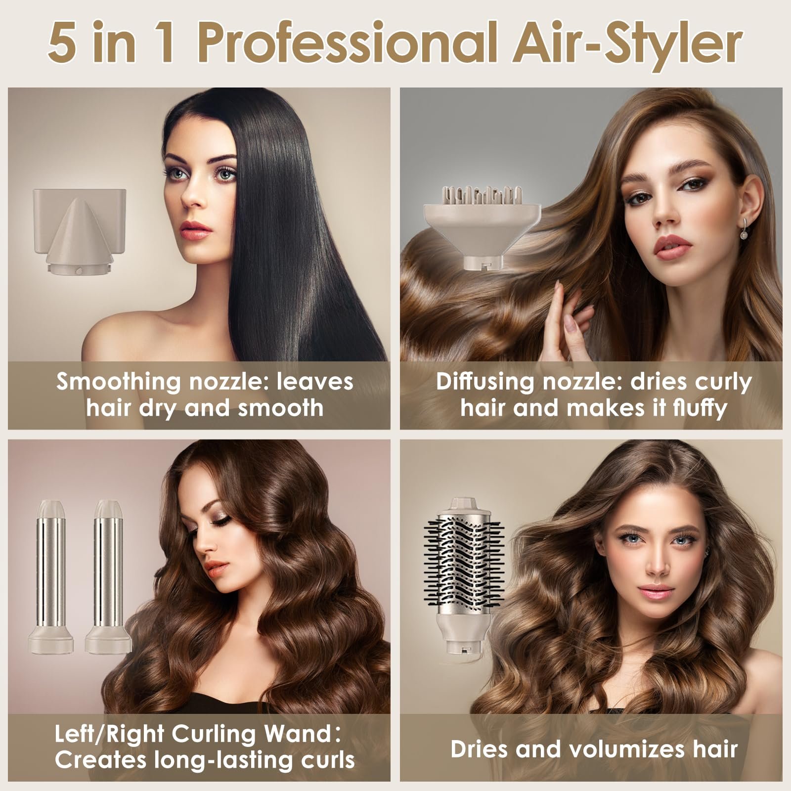 Фен-щетка 5-в-1 Anluomania Airstyler 1000 Вт 110,000 RPM с ионизацией, фото №8