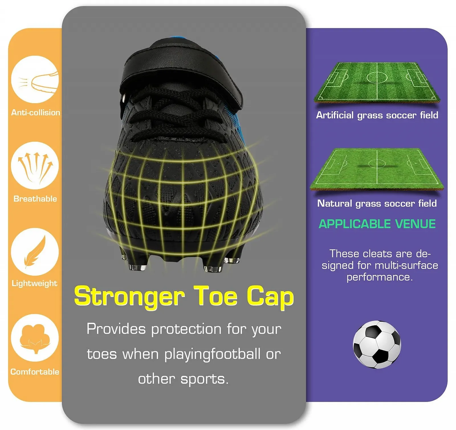 Футбольные Бутсы DimaiGlobal Детские для мальчиков и девочек для игры в футбол в помещении, для искусственной травы, футзалки, для профессиональных тренировок в помещении и на открытом воздухе, фото №6