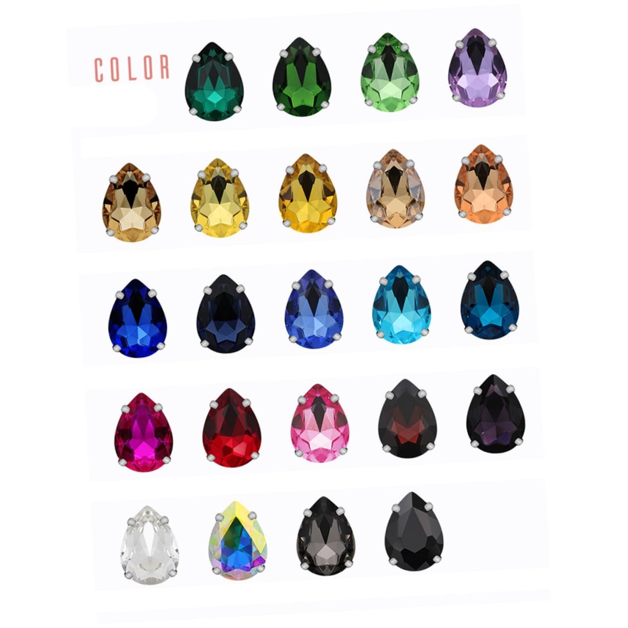 Стразы Капля Operitacx 50 шт Кристалл Стекло Пришивные Светлый Christi, фото №4