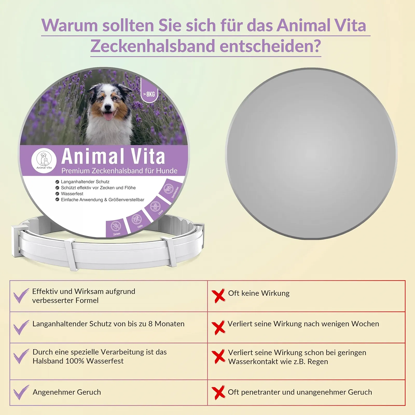 Нашийник від кліщів Animal Vita лавандовий 100% натуральний водонепроникний регульований до 8 місяців захисту, фото №5