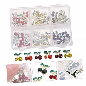 Аксессуары для ногтей Healeved со стразами, украшения для ногтей, камни для ногтей, украшения для гелевых ногтей, ювелирные изделия, шармы для ногтей, мультяшные хрустальные серьги, вишня, 180 шт. synthetic.ua - Фото 1