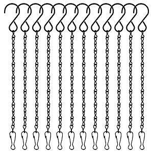 Подвесные цепи FEPITO 10 дюймов металлические с зажимами 12 шт. Черные - Фото 1