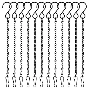 Подвесные цепи FEPITO 10 дюймов металлические с зажимами 12 шт. Черные - Фото 1