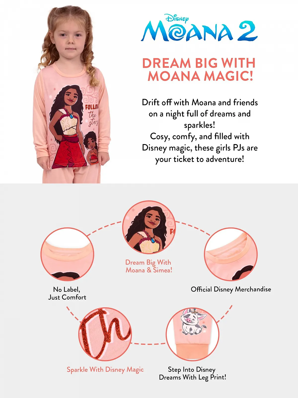 Піжама Disney Moana для дівчат Moana 2, фото №7