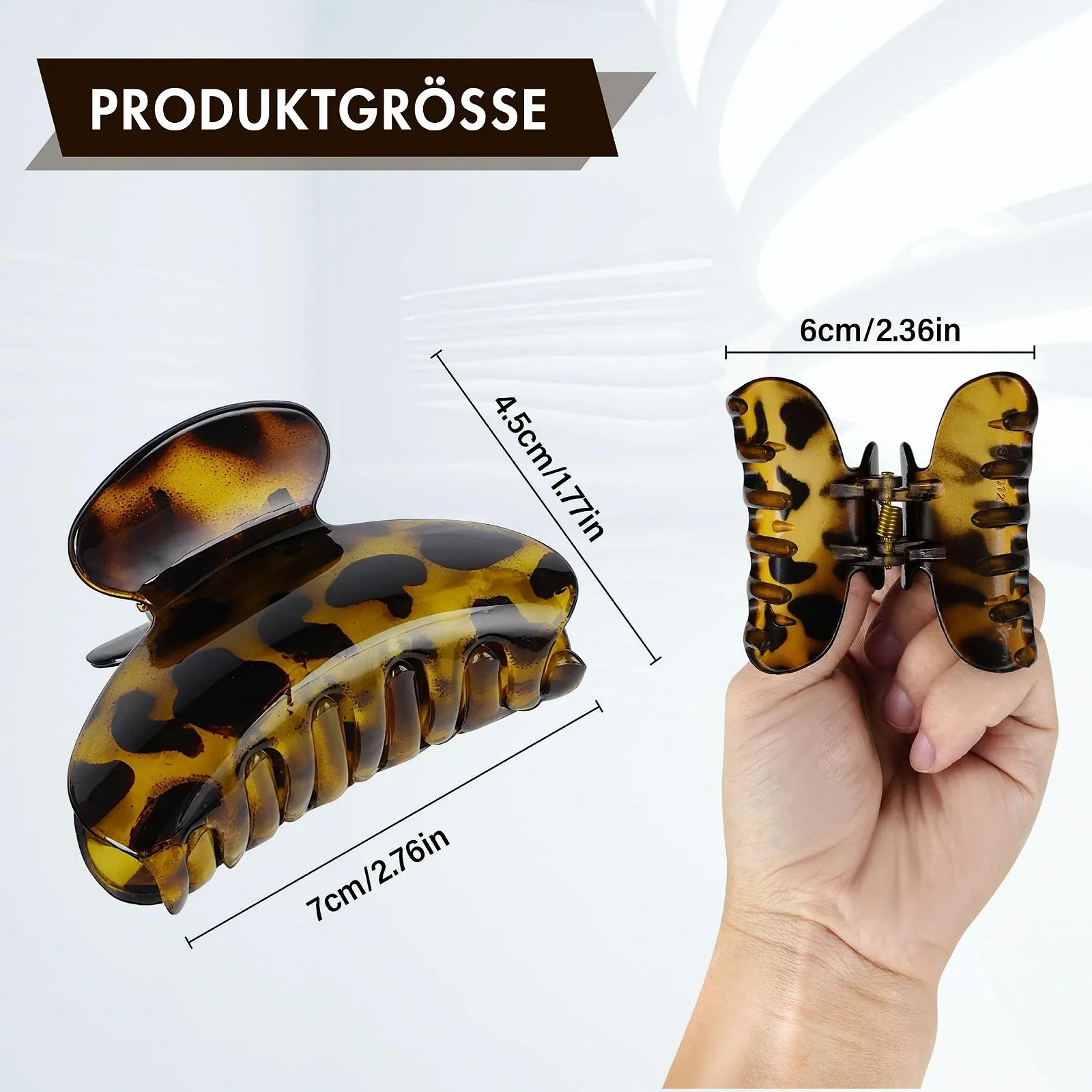 Набор заколок для волос 3 шт Леопард из черного пластика для женщин 7 см x 4 см, фото №2