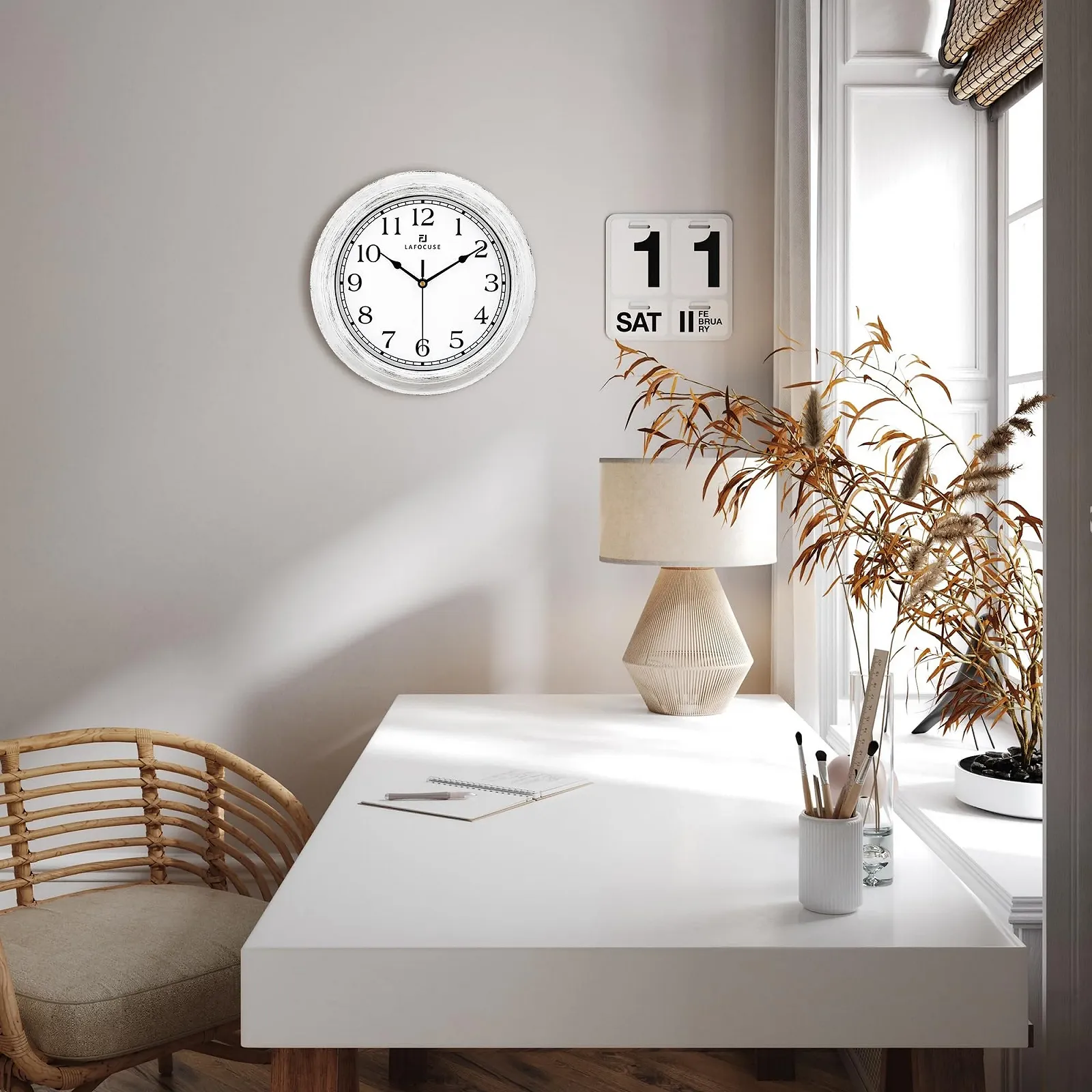Настенные часы Lafocuse Retro Shabby Chic 30 см Аналоговые Бесшумные Белый, фото №4 Настенные часы Lafocuse Retro Shabby Chic 30 см Аналоговые Бесшумные Белый, фото №4