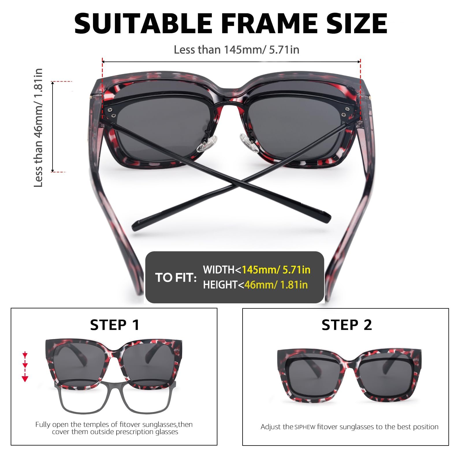 Поляризовані сонцезахисні окуляри Myiaur для жінок, для носіння поверх окулярів, захист від УФ-променів, фото №4 Поляризовані сонцезахисні окуляри Myiaur для жінок, для носіння поверх окулярів, захист від УФ-променів, фото №4