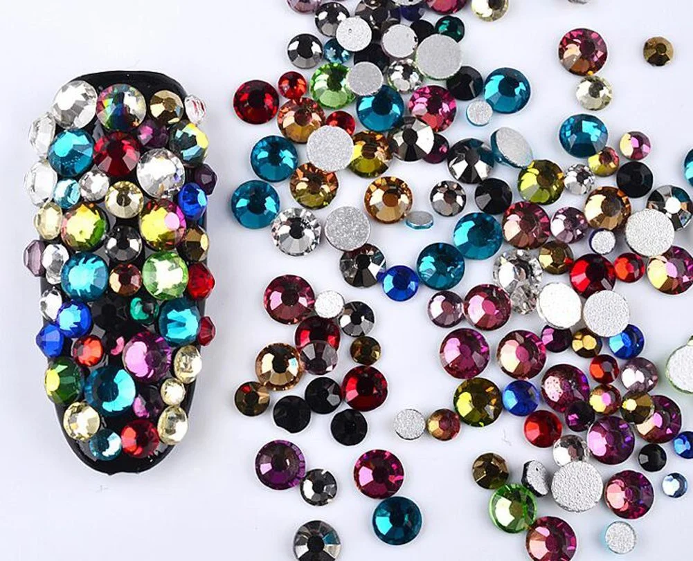 Стрази Плоскі Різних Кольорів Круглі Кришталеві 1440 Штук Змішаний Розмір 1.4 мм 4 мм, фото №2