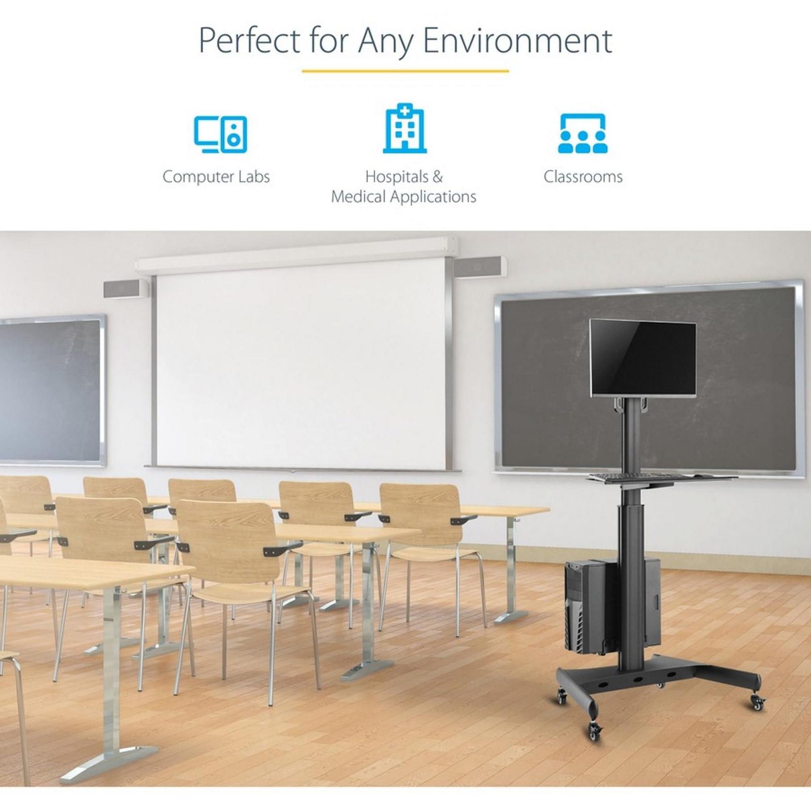 Тележка для компьютера StarTech.com с колесами, держателем монитора, держателем ЦП/ПК, подставкой для клавиатуры, эргономичная регулируемая по высоте, мобильная рабочая станция на колесах, фото №8