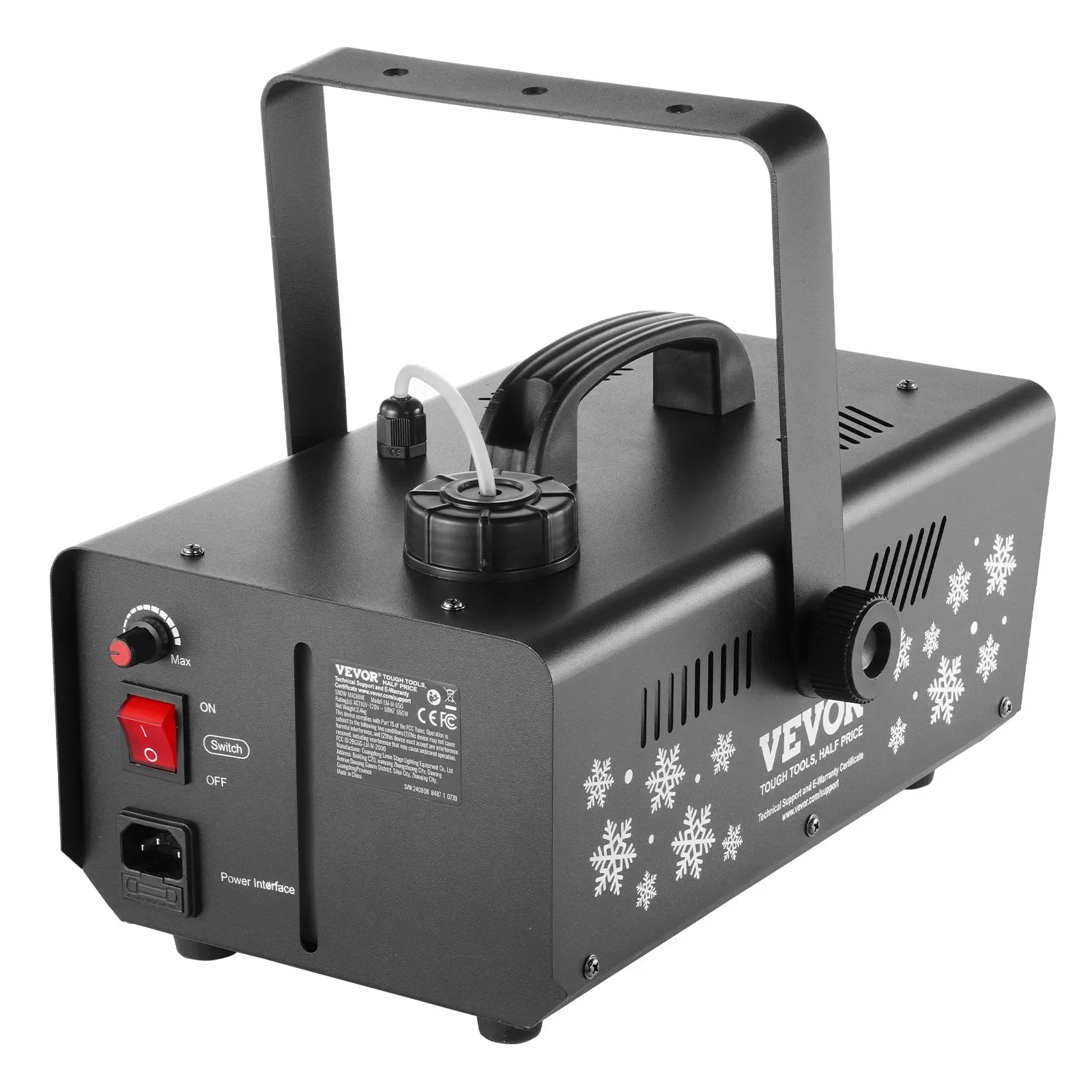 Снігова машина VEVOR LM-0-650 / 650 Вт / 1 л / 5 м розпилення / Дистанційне керування / Підсвітка / Чорна, фото №2 Снігова машина VEVOR LM-0-650 / 650 Вт / 1 л / 5 м розпилення / Дистанційне керування / Підсвітка / Чорна, фото №2