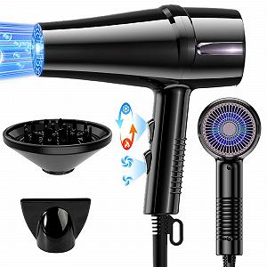Фен OYLCDI Professional Ion, 2400 Вт, с диффузором и насадкой-концентратором, черный - Фото 1