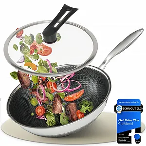 Сковорідка-Wok CioMond 28 см, нержавіюча сталь, антипригарне покриття - Фото 1