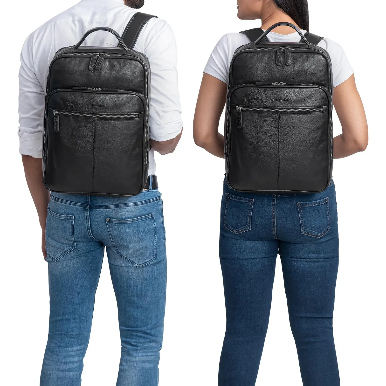 Рюкзак для ноутбука STILORD Pietro 15.6" XL кожаный черный, фото №2