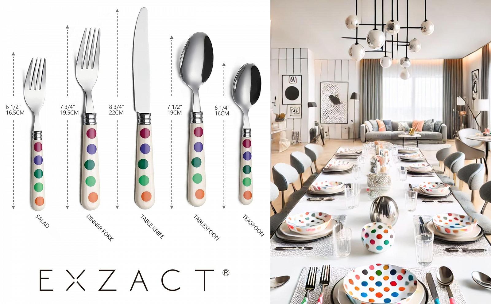 Набір столових приборів EXZACT 20 предметів Polka Dot з дзеркальною поліровкою з нержавіючої сталі, фото №4